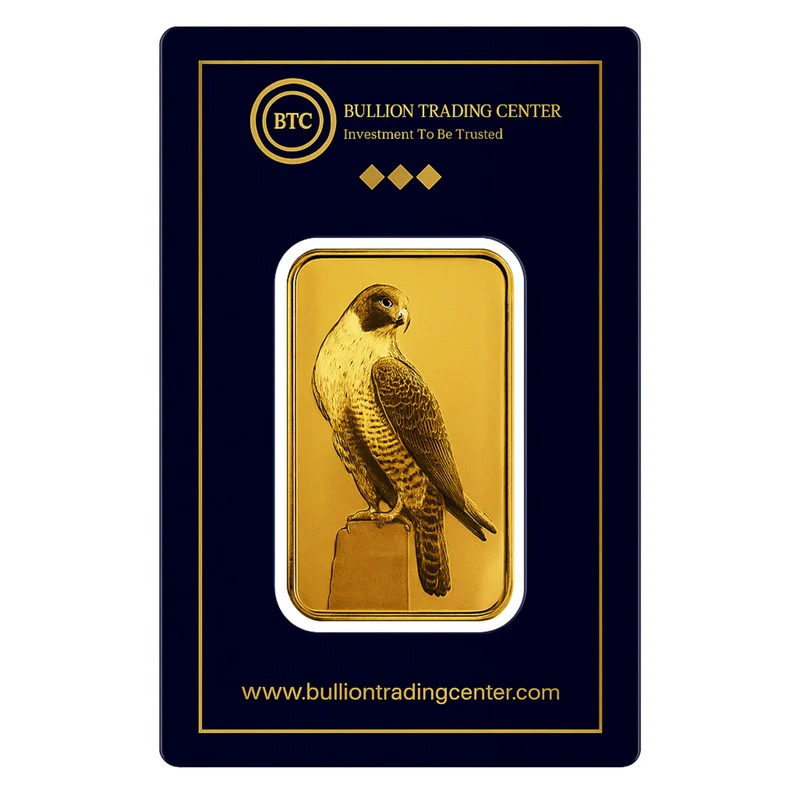 BTC 100 Grams The Falcon Gold Bar 24KT - FKJGBR24K6650