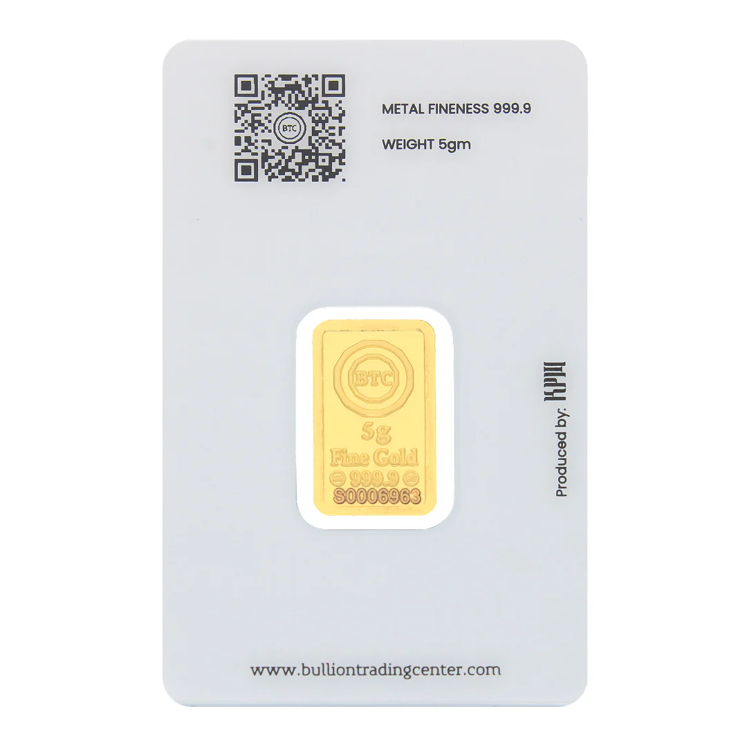 BTC 5 Gram Gold Bar 24KT - FKJGBR24K2320 - Image 2