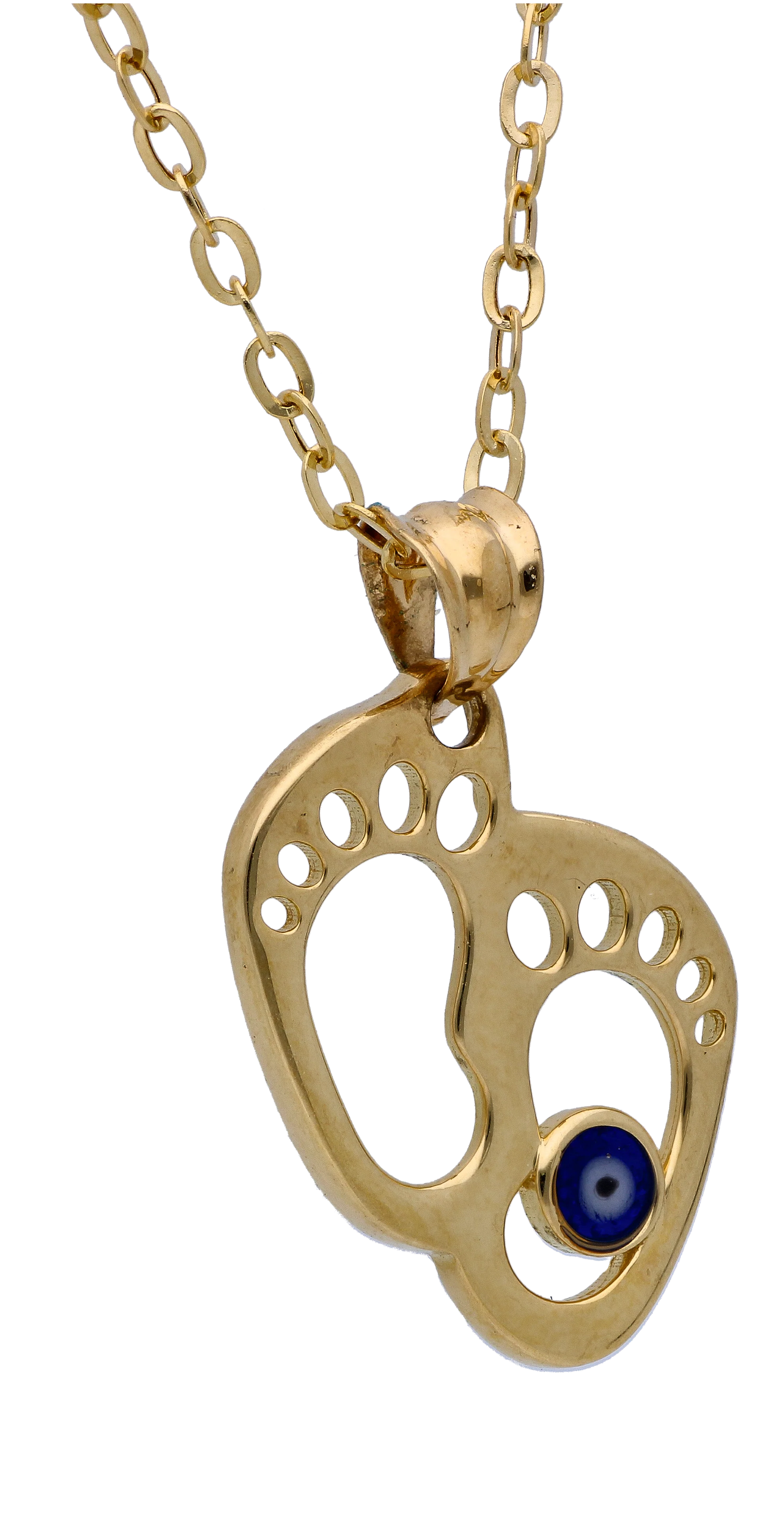 Gold Necklace (Chain with Hollow Foot with Evil Eye Pendant) 18KT - FKJNKL18KU6288 - Image 2