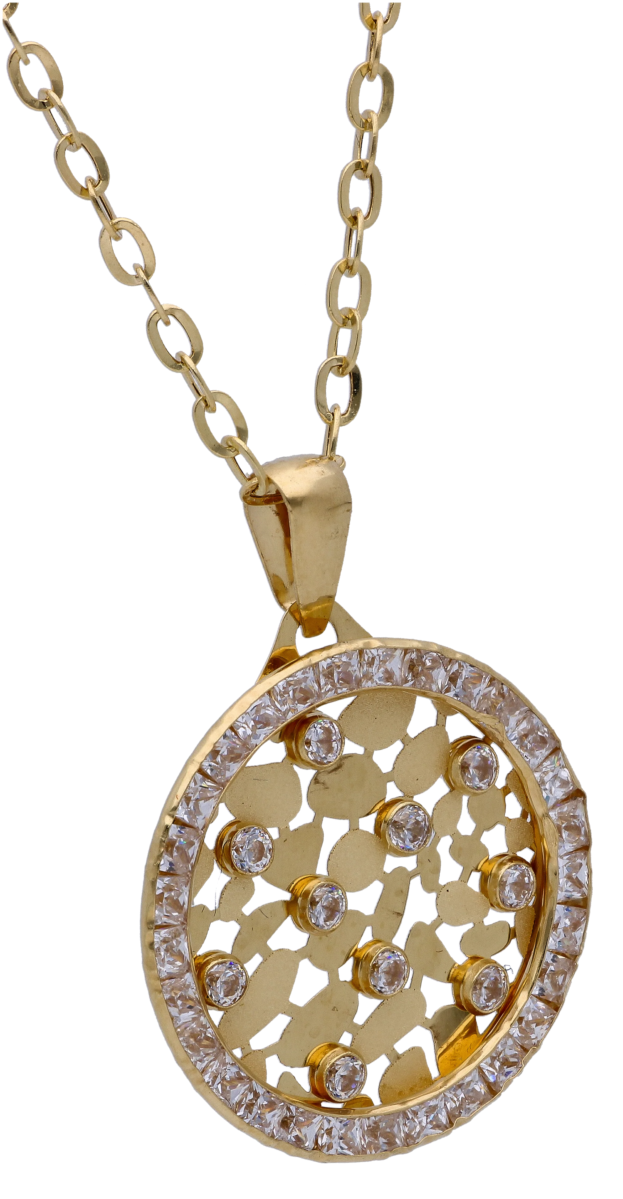 Gold Necklace (Chain with Zircon Gold Pendant) 18KT - FKJNKL18KU6296 - Image 2