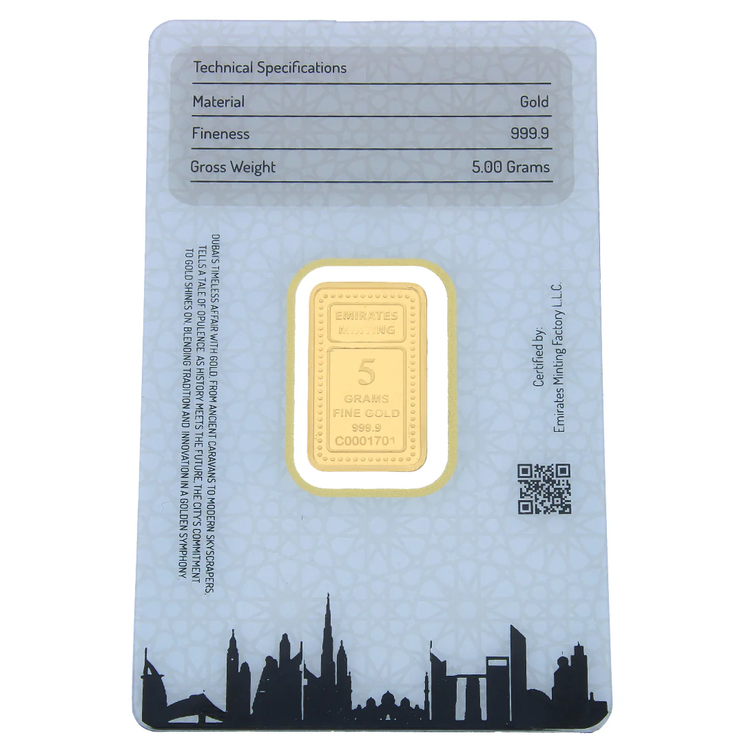 Emirates Minting 5 Grams Mecca Gold Bar 999.9 Purity - FKJGBR24K2352 - Image 2
