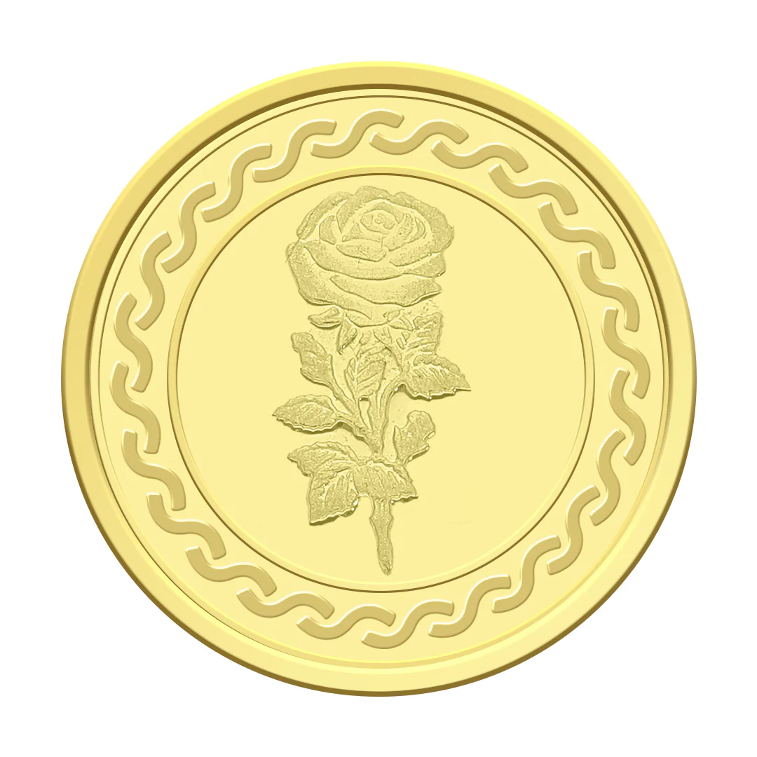 Gold 22KT Flower Design 4 Grams Coin  - FKJCON22K2299 - Image 4