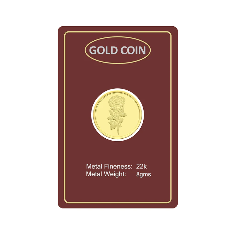 Gold 22KT Flower Design 8 Grams Coin - FKJCON22K2301 - Image 3