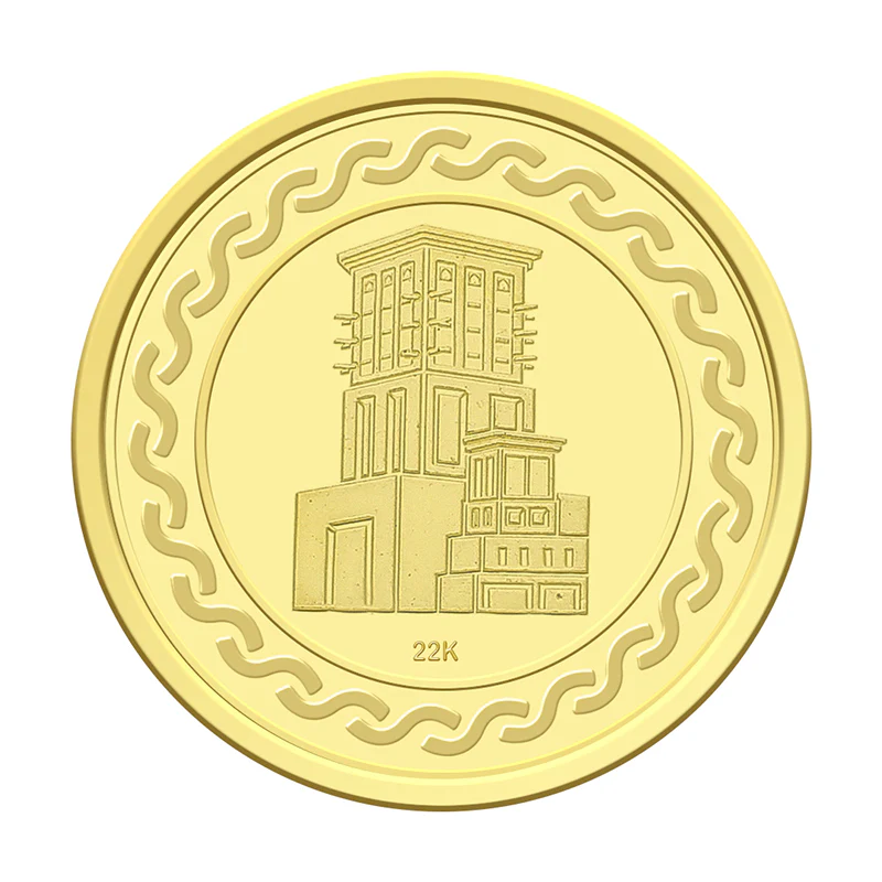 Gold 22KT Flower Design 8 Grams Coin - FKJCON22K2301 - Image 4