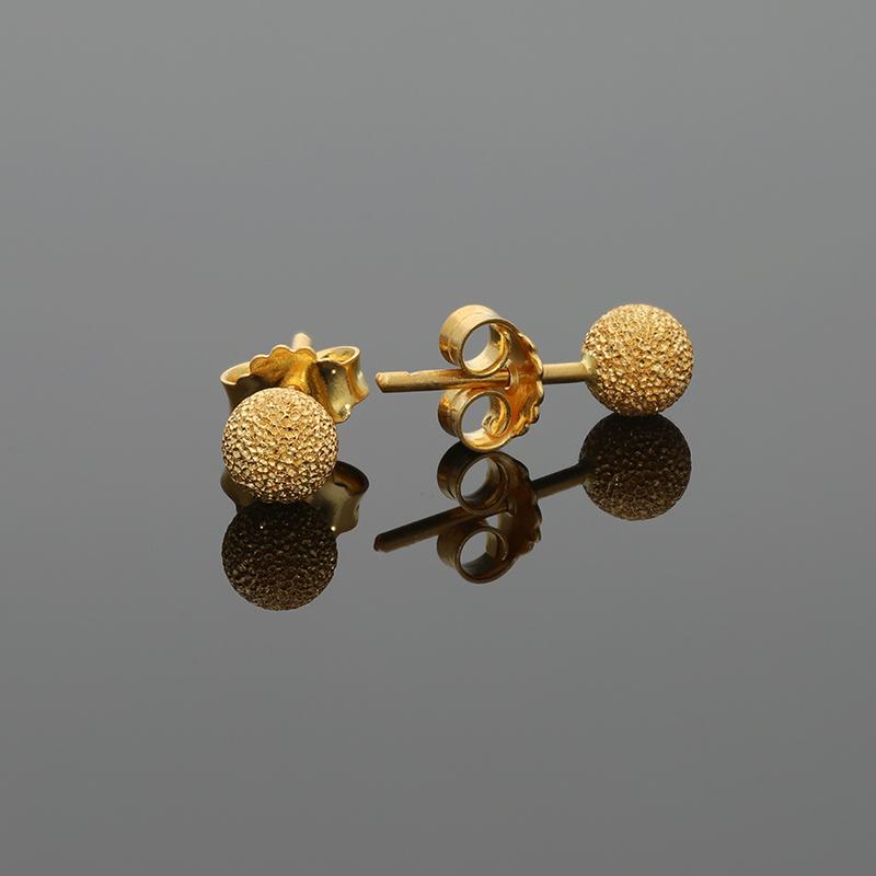 Gold Ball Stud Earrings 21KT - FKJERN21K2428 - Image 3
