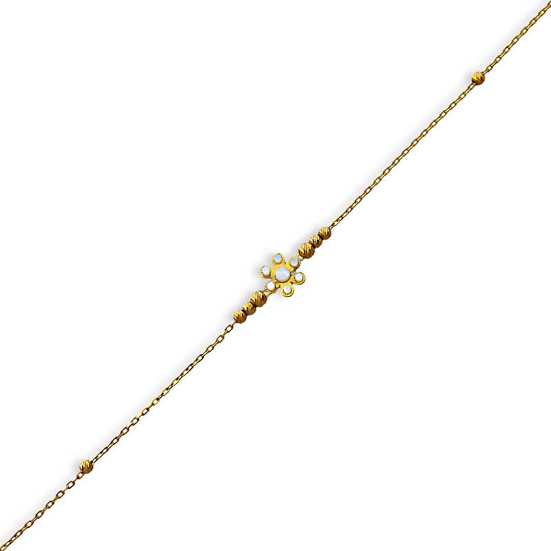 Gold Beads and Flowers Bracelet 21KT - FKJBRL21KU6023 - Image 2