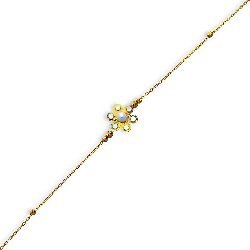 Gold Beads and Flowers Bracelet 21KT - FKJBRL21KU6024 - Image 2