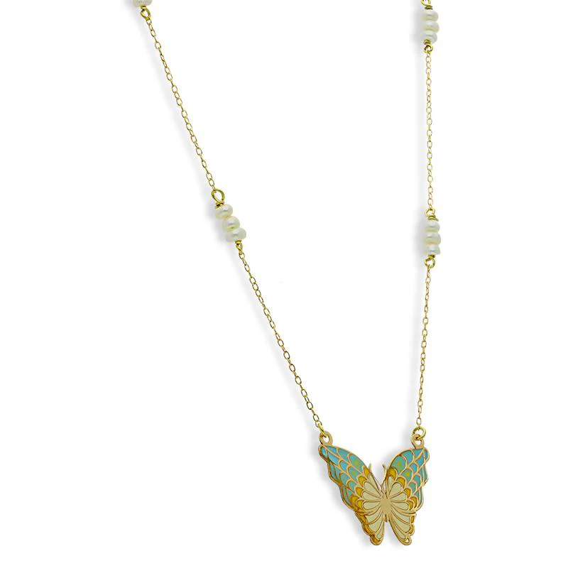 Gold Butterfly Necklace 18KT - FKJNKL18K2546 - Image 2