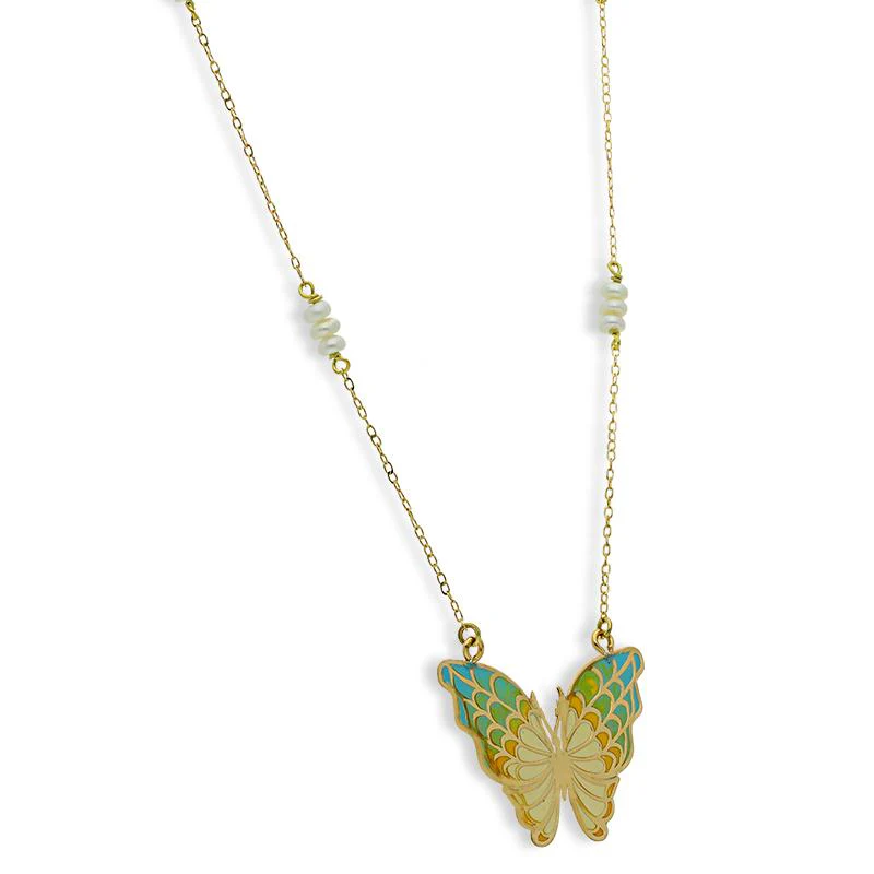 Gold Butterfly Necklace 18KT - FKJNKL18K2556 - Image 2