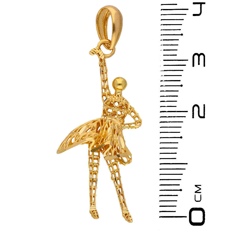 Gold Dancing Girl Pendant 21KT - FKJPND21KU6069 - Image 2