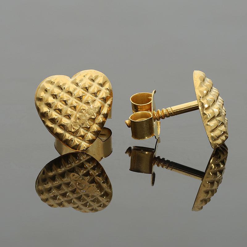 Gold Stud Heart Earrings 18KT - FKJERN1415 - Image 2