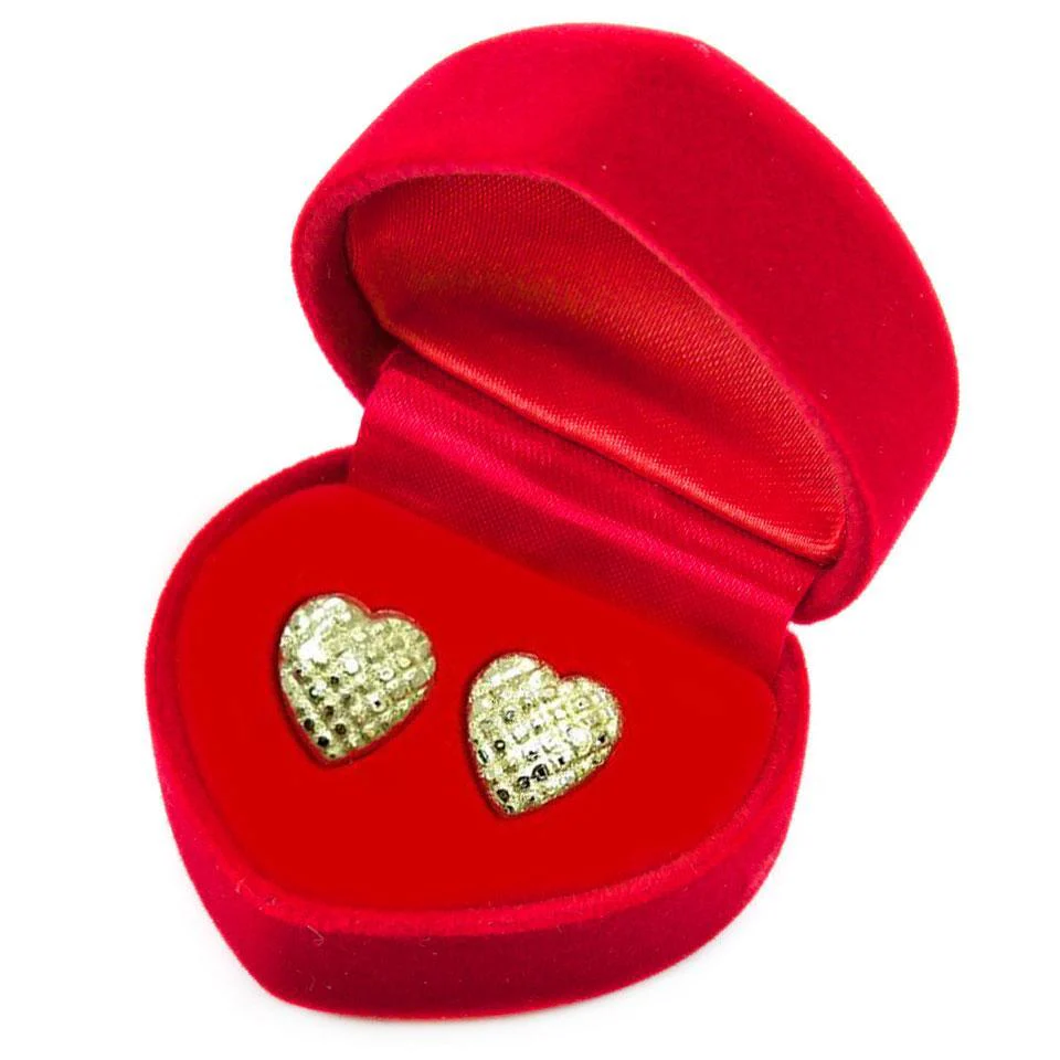 Gold Stud Heart Earrings 18KT - FKJERN1415 - Image 4