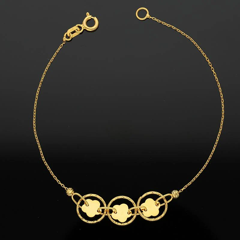 Gold Flower Shaped Bracelet 21KT - FKJBRL21K2424 - Image 3