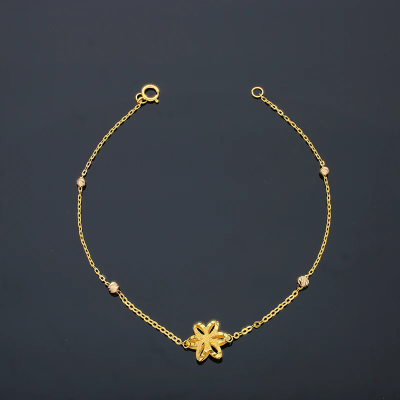 Gold Flower Shaped Bracelet 21KT - FKJBRL21KU6040 - Image 3
