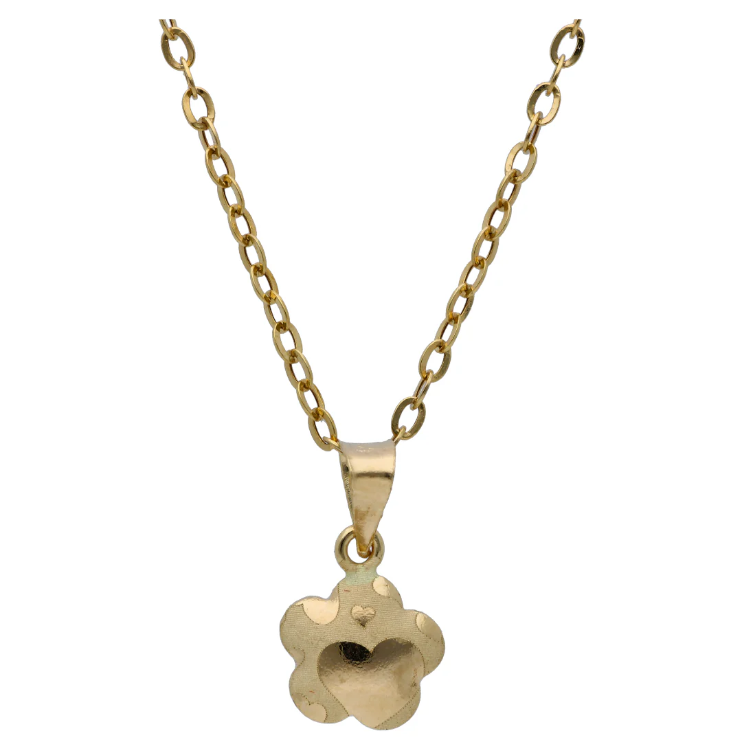 Gold Flower Shaped Pendant Set 18KT - FKJNKLST18KU6468 - Image 2
