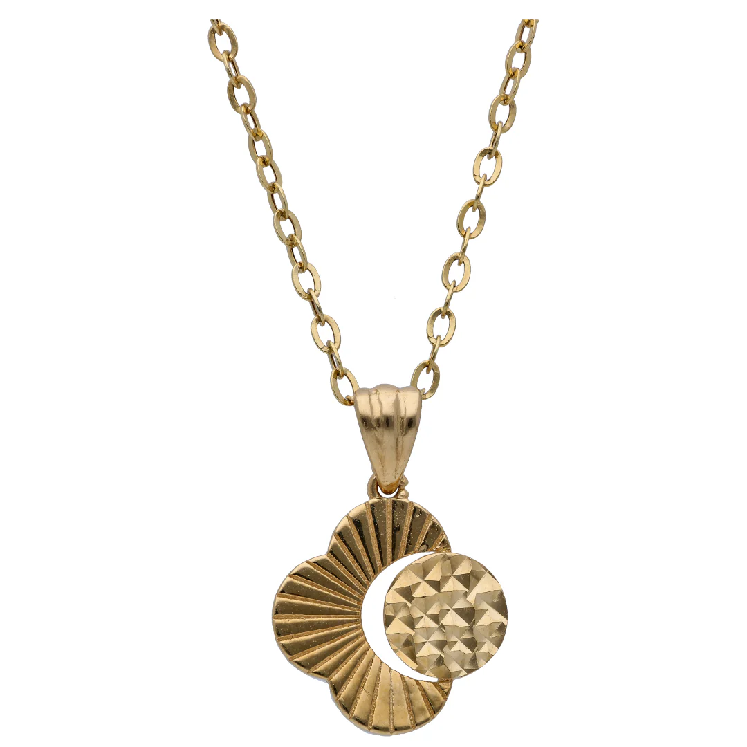 Gold Flower Shaped Pendant Set 18KT - FKJNKLST18KU6518 - Image 2