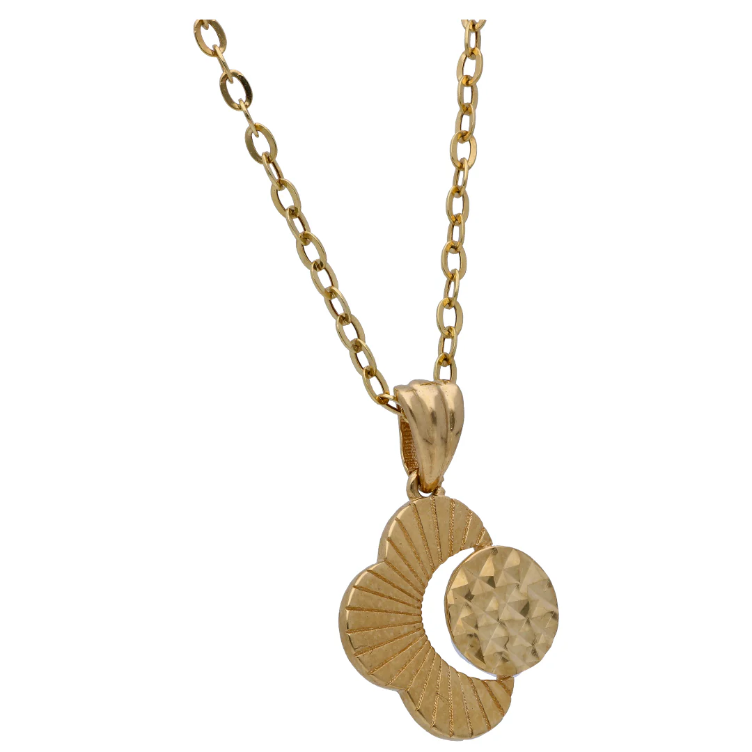 Gold Flower Shaped Pendant Set 18KT - FKJNKLST18KU6518 - Image 3