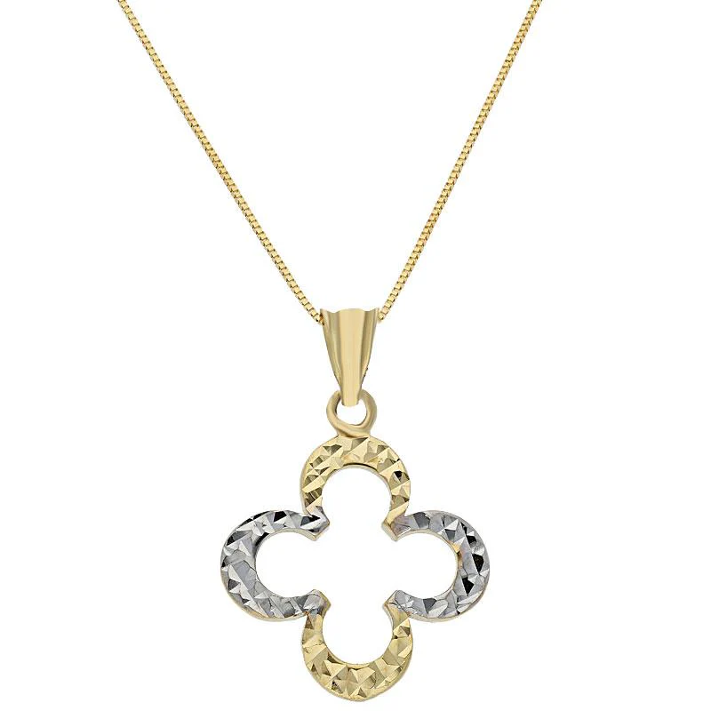 Gold Flower Shaped Pendant Set (Necklace and Earrings) 18KT - FKJNKLST18K2090 - Image 2