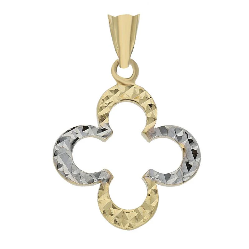 Gold Flower Shaped Pendant Set (Necklace and Earrings) 18KT - FKJNKLST18K2090 - Image 5