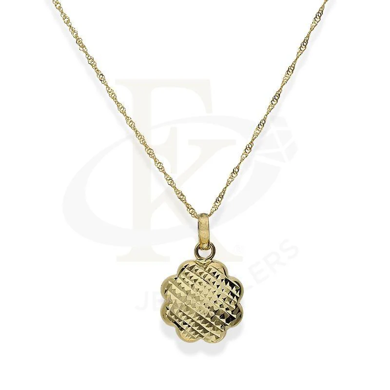Gold Flower Shaped Pendant Set (Necklace and Earrings) 18KT - FKJNKLST18K2208 - Image 3