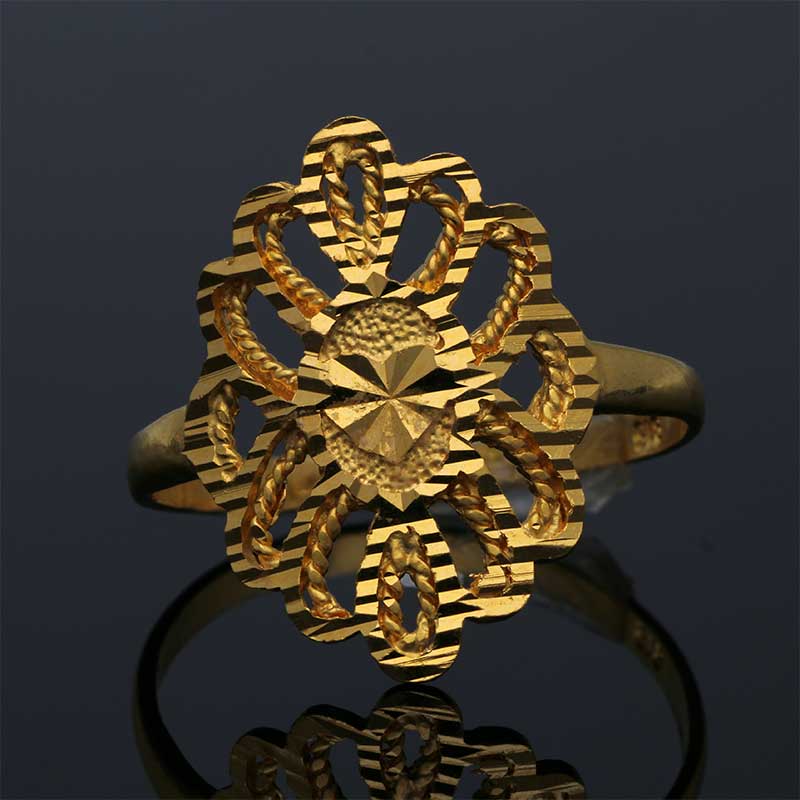 Gold Flower Shaped Ring 22KT - FKJRN22KU2051 - Image 6