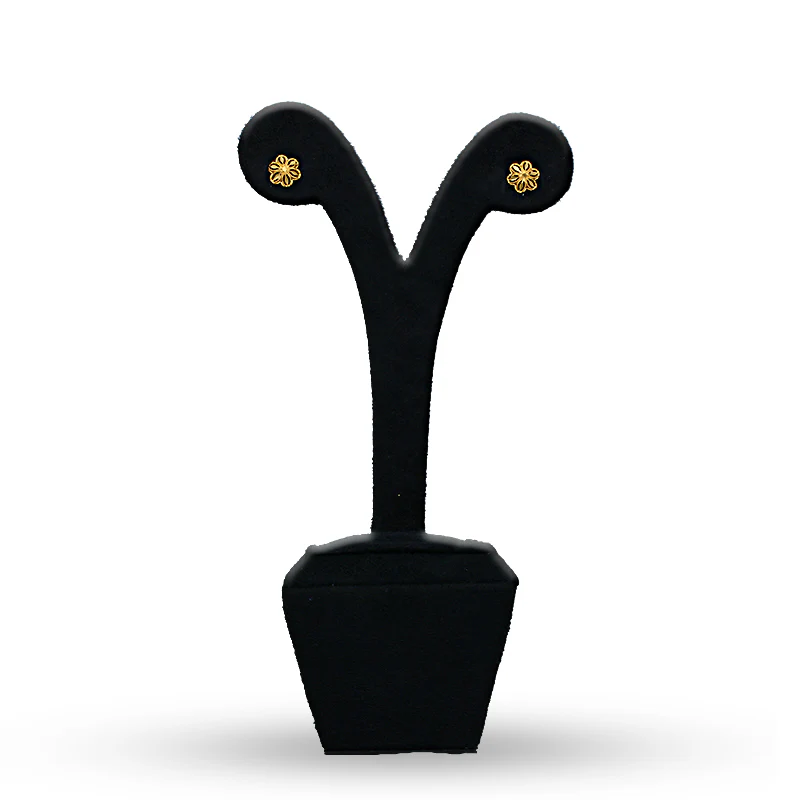 Gold Flower Shaped Stud Earrings 21KT - FKJERN21KU6011 - Image 4