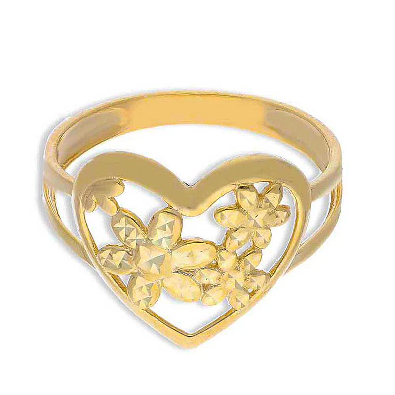 Gold Flowers In Heart Ring 18KT - FKJRN18KU2080 - Image 2