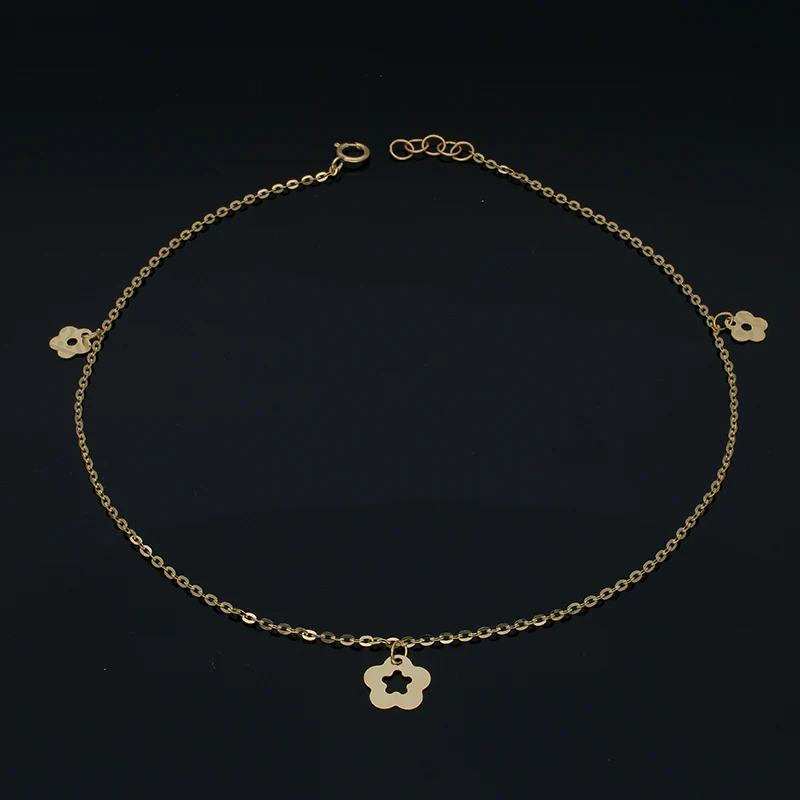 Gold Hanging Flower Anklet 18KT - FKJANKL18KU5001 - Image 2