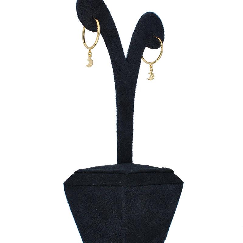 Gold Hanging Moon Slice Hoop Earrings 18KT - FKJERN18KU3024 - Image 3