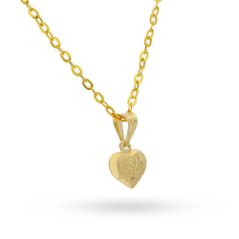 Gold Heart Pendant Set (Necklace and Earrings) 18KT - FKJNKLST18K2124 - Image 3