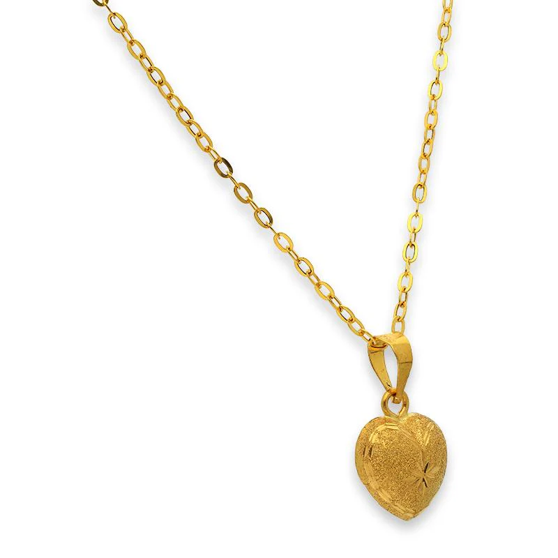 Gold Heart Pendant Set (Necklace, Earrings and Ring) 18KT - FKJNKLST18K2240 - Image 3