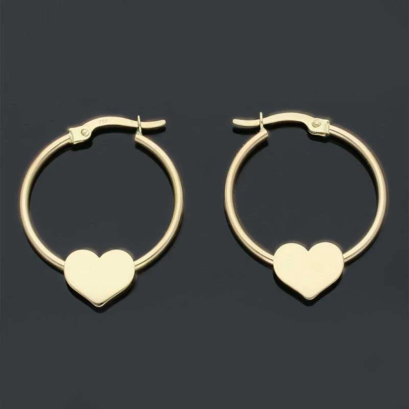 Gold Heart Shaped Clip on Hoop Earrings 18KT - FKJERN18KU3131 - Image 3