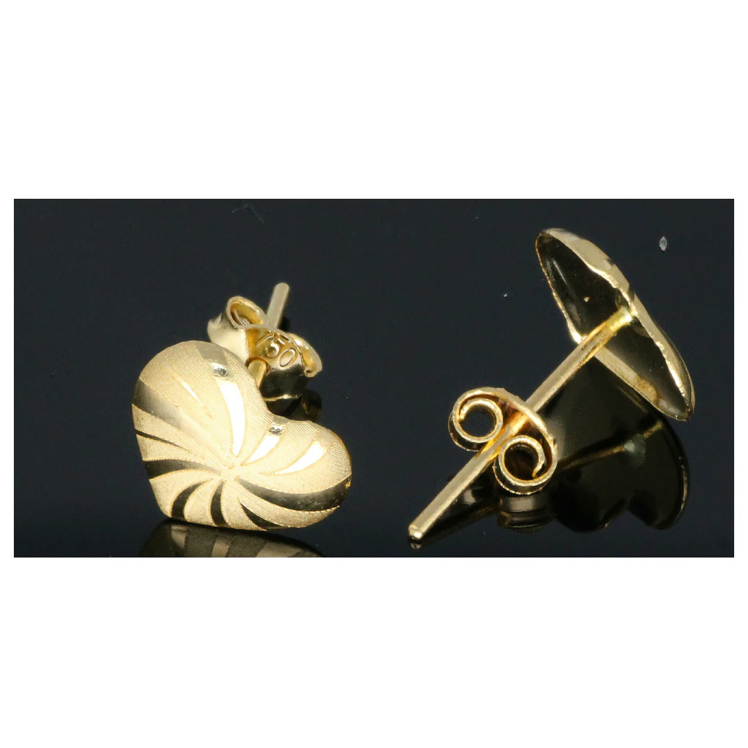Gold Heart Shaped Earrings 18KT - FKJERN18KU6453 - Image 2