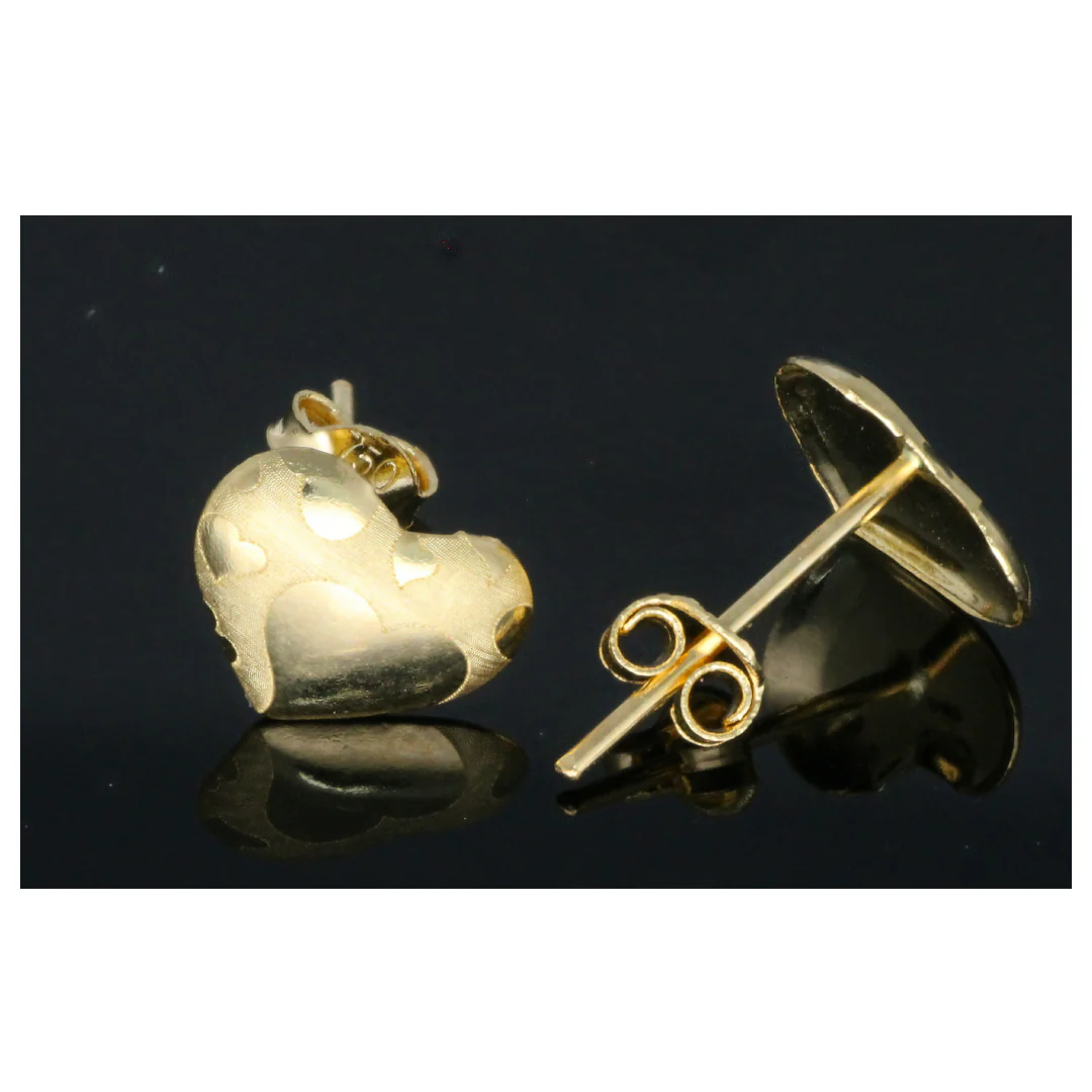 Gold Heart Shaped Earrings 18KT - FKJERN18KU6454 - Image 2