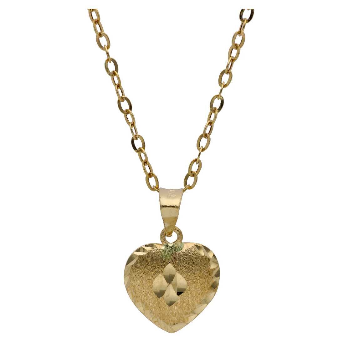 Gold Heart Shaped Pendant Set 18KT - FKJNKLST18KU6481 - Image 2