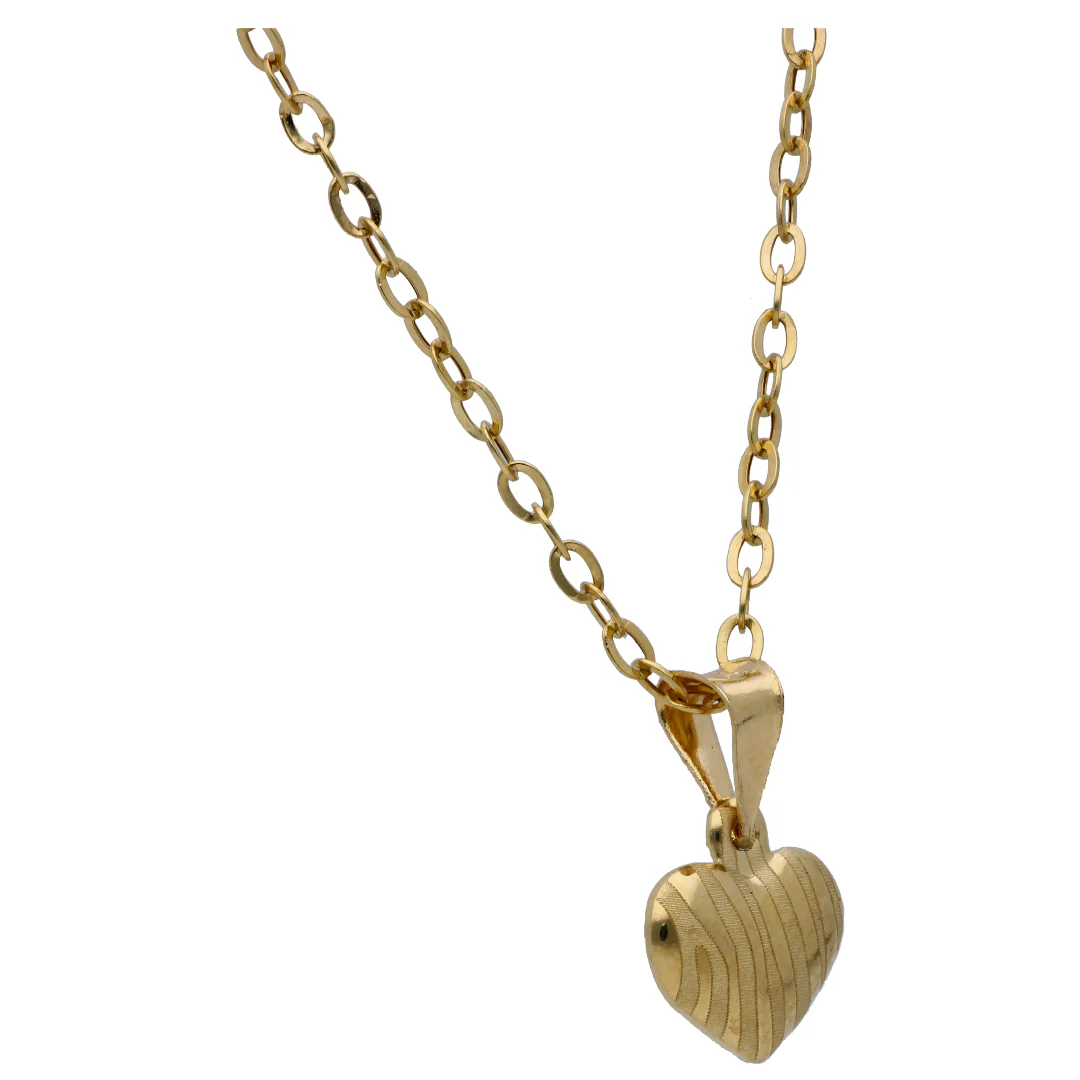 Gold Heart Shaped Pendant Set 18KT - FKJNKLST18KU6487 - Image 3