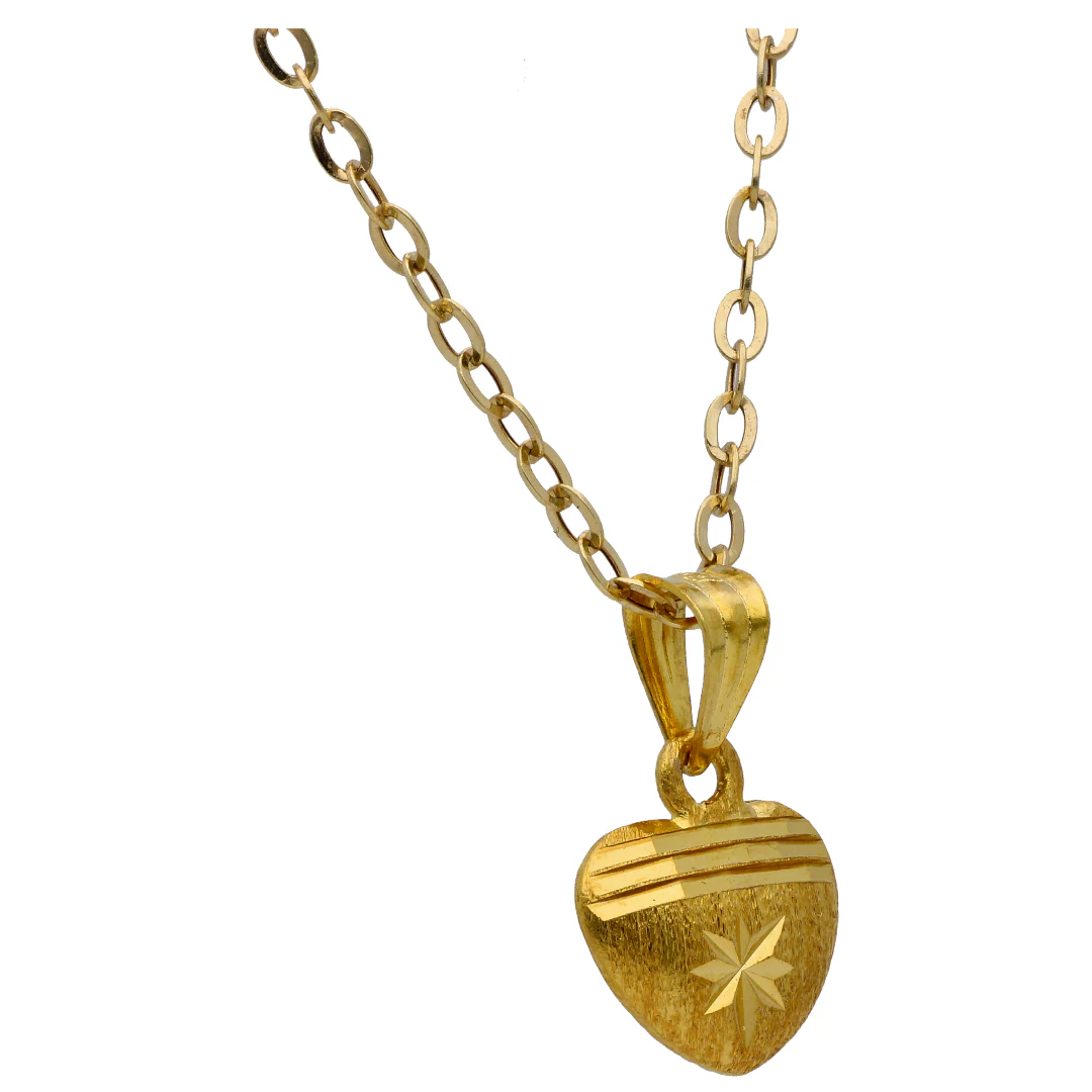Gold Heart Shaped Pendant Set 18KT - FKJNKLST18KU6489 - Image 3