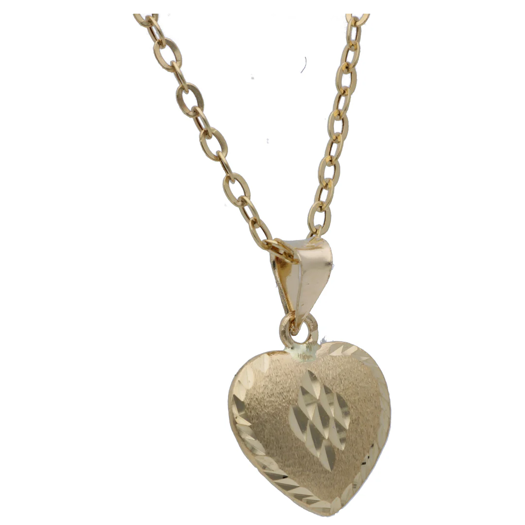 Gold Heart Shaped Pendant Set 18KT - FKJNKLST18KU6490 - Image 3