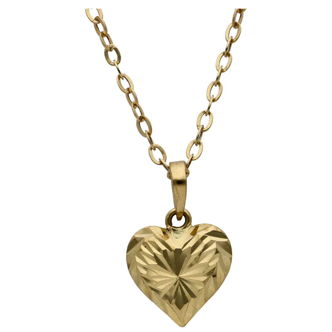 Gold Heart Shaped Pendant Set 18KT - FKJNKLST18KU6495 - Image 2