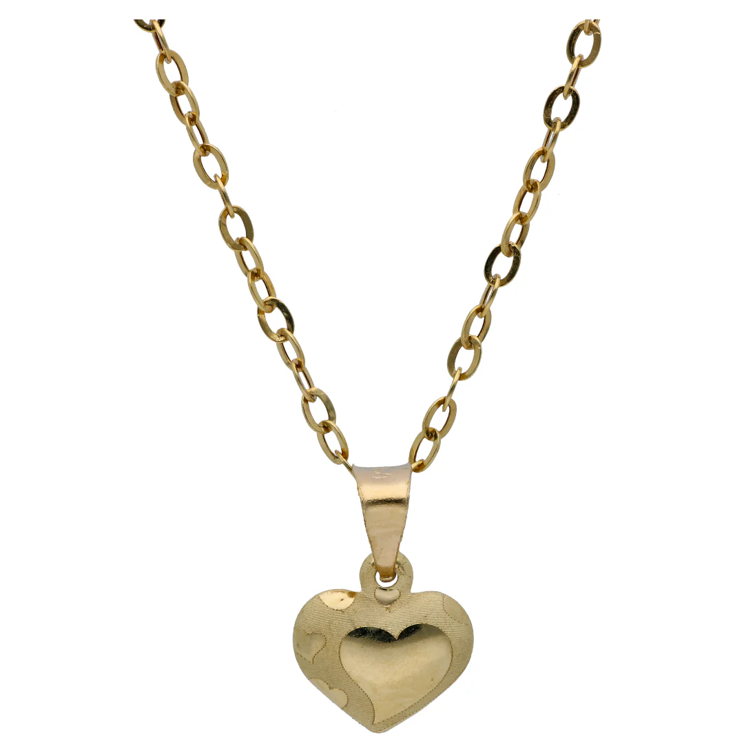Gold Heart Shaped Pendant Set 18KT - FKJNKLST18KU6498 - Image 2