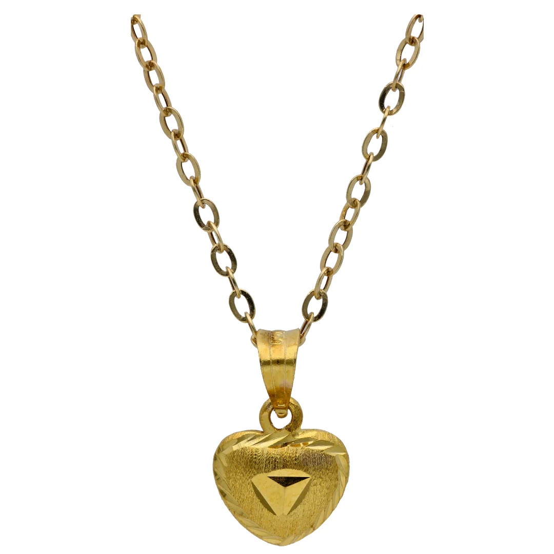 Gold Heart Shaped Pendant Set 18KT - FKJNKLST18KU6499 - Image 2