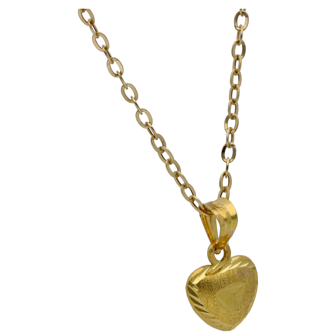 Gold Heart Shaped Pendant Set 18KT - FKJNKLST18KU6499 - Image 3