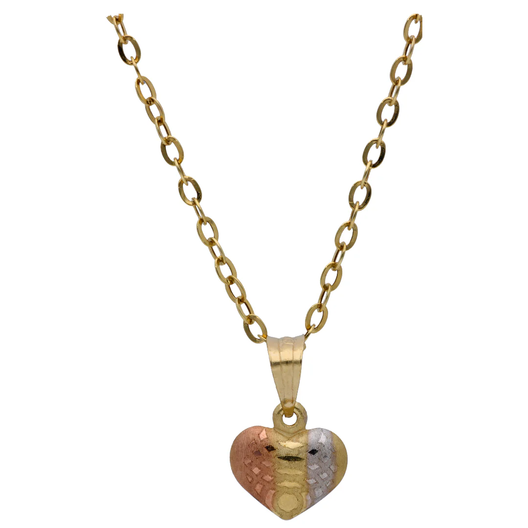 Gold Heart Shaped Pendant Set 18KT - FKJNKLST18KU6500 - Image 2