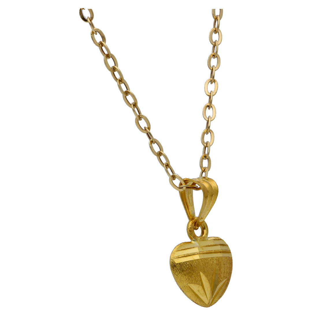 Gold Heart Shaped Pendant Set 18KT - FKJNKLST18KU6513 - Image 3