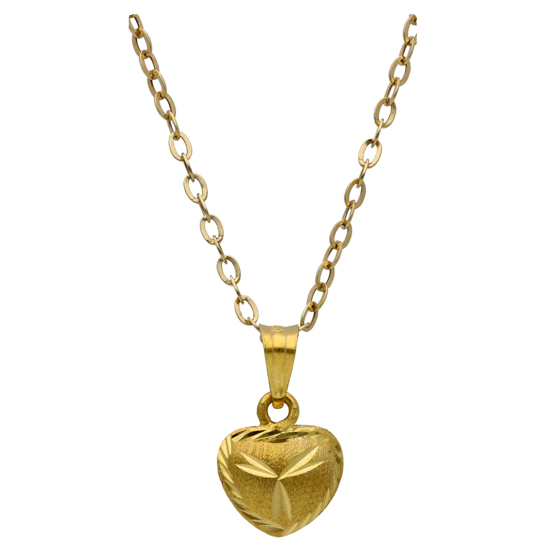 Gold Heart Shaped Pendant Set 18KT - FKJNKLST18KU6516 - Image 2