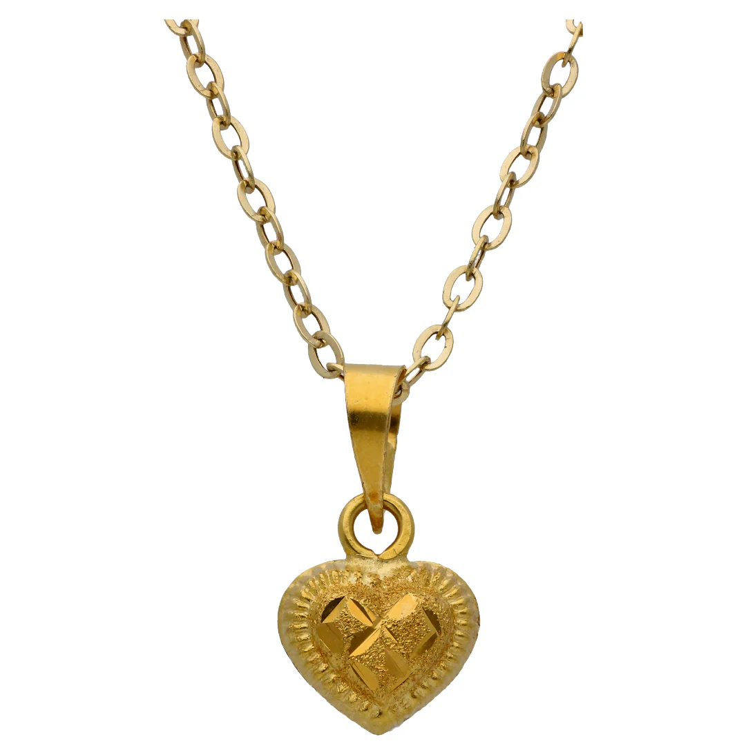 Gold Heart Shaped Pendant Set 18KT -FKJNKLST18KU6525 - Image 2