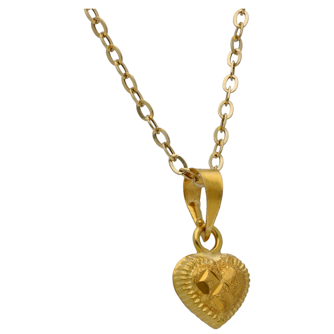 Gold Heart Shaped Pendant Set 18KT -FKJNKLST18KU6525 - Image 3