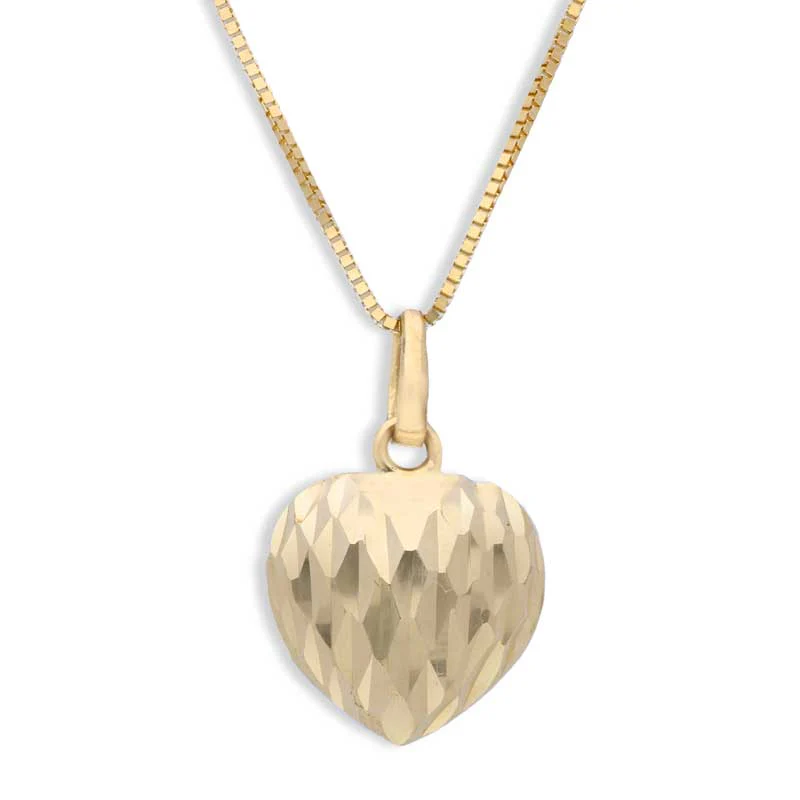 Gold Heart Shaped Pendant Set (Necklace and Earrings) 18KT - FKJNKLST18KU2009 - Image 2