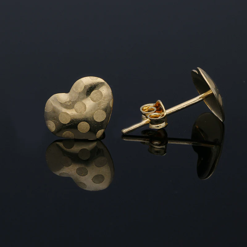 Gold Heart Shaped Stud Earrings 18KT - FKJERN18KU3018 - Image 2