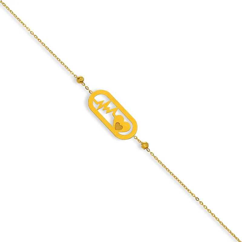 Gold Heartbeat Bracelet 21KT - FKJBRL21K2533 - Image 2